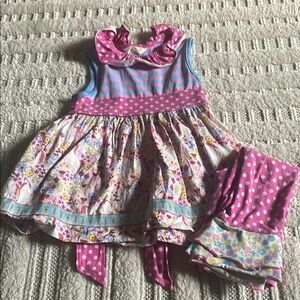 Matilda Jane Pink and Blue Ruffled Dress